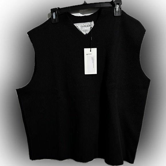 CAMIEL FORTGENSHEAVY RIB SPENCER KNIT VEST - BLACK - Picture 7 of 8